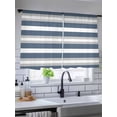 thumbnail image 5 of Sheer Curtains 45 Inch Length 2 Panels Set for Kitchen, Haze Blue Stripe Semi Sheer Curtains for Windows, Farmhouse Blue Gray Striped Voile Window Treatments Rod Pocket Curtain, 5 of 7