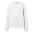 thumbnail image 2 of V Neck Sweatshirts Women Cute Casual Style Cozy Sweaters Loose Fit Long Sleeve Pullover Tops Fall Winter Outfits Clothes, 2 of 5