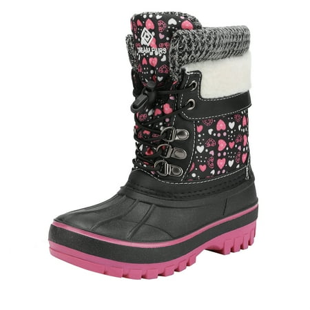 

Dream Pairs Toddlers Kids Boys Girls Winter Snow Boots Waterproof Outdoor Shoes KMONTE-1 BLACK/FUXIA Size 9