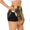 thumbnail image 1 of Balery Golden Winged White Horse Pantalones cortos deportivos para mujer con forro y dos bolsillos, elásticos, para entrenamiento, gimnasio, yoga-XX-Large, 1 of 7