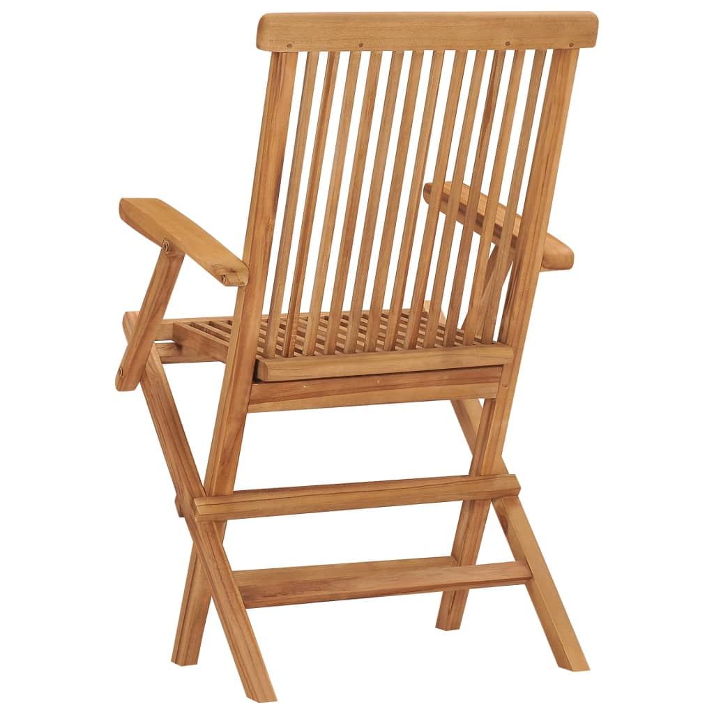 VidaXL Patio Teak Wood Outdoor Garden No Assembly required Folding Chairs, Natural teak Set of 2