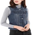 thumbnail image 4 of Allegra K Gilet Veste en Denim à Simple Boutonnage pour Femmes, Délavé, avec Poches à Rabat sur la Poitrine, 4 of 6