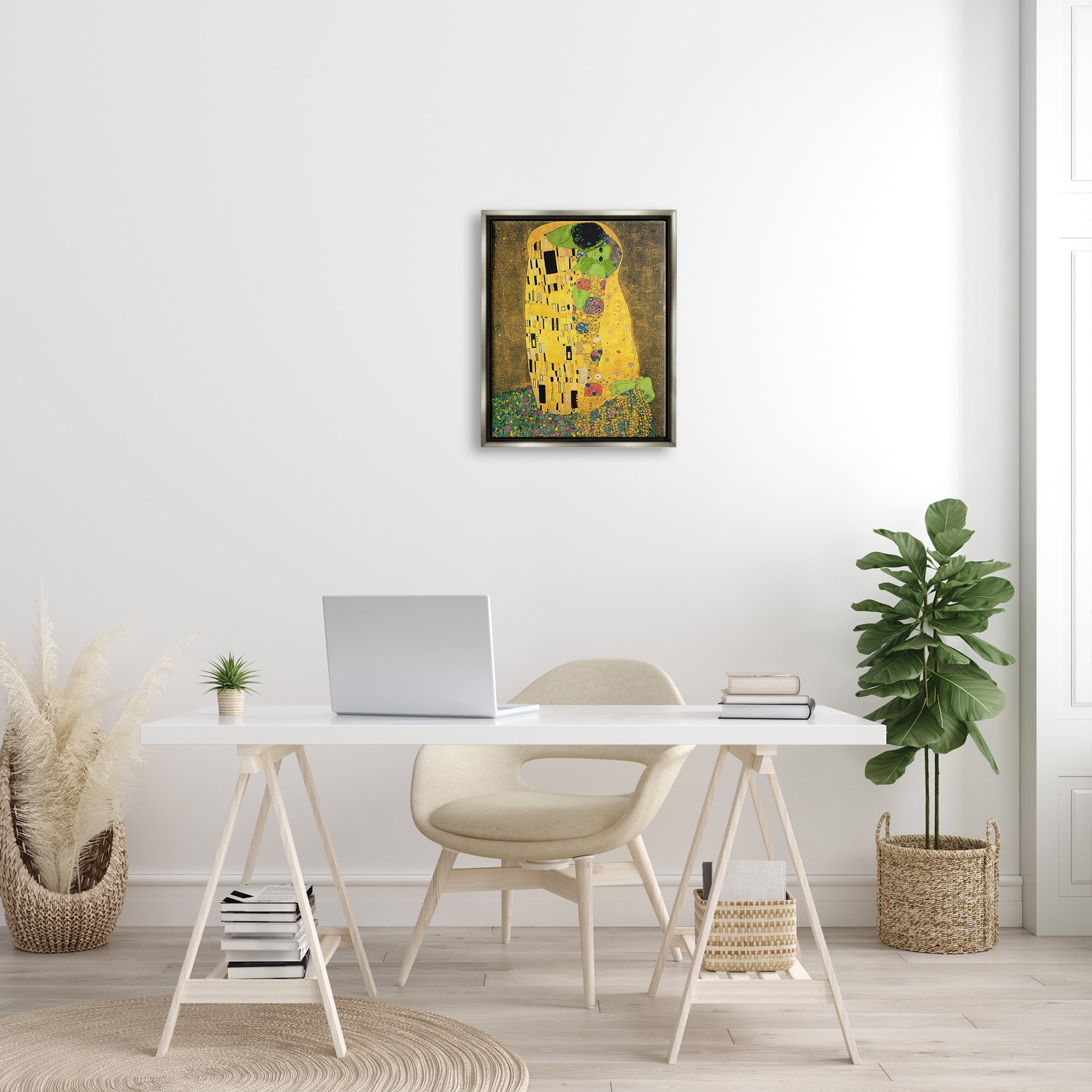 Stupell Industries Funny Classic Klimt Aliens Fairy Tales & Fantasy Painting Gray Floater Framed Art Print Wall Art