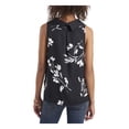 thumbnail image 2 of VINCE CAMUTO Womens Black Darted Pleated Vented Sides Pullover Printed Sleeveless Cowl Neck Top L, 2 of 2