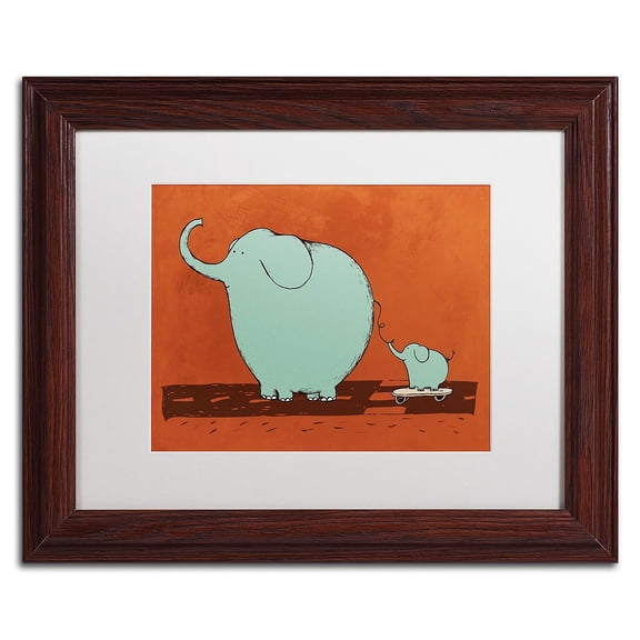 Carla Martell 'Skateboard Elephant' Matted Framed Art