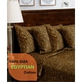 thumbnail image 3 of 600 Thread Count, 100% Giza Egyptian Cotton Bedding Set, 6-PC Sheets Set, 15 Inch Deep Pocket of Fitted Sheet, Soft Sateen Weave Breathable - Leopard Print, Olympic Queen, 3 of 6