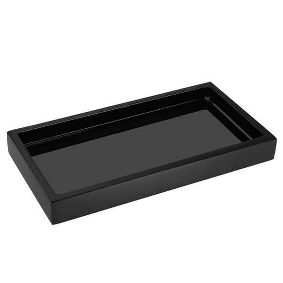 Xingzhi Non-toxic Bathroom Storage Tray Waterproof Long Service Life Colorfast Resin Tray Bathroom Supplies Bottle Serving Tray Black 22*12*2CM 1Set