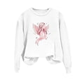 thumbnail image 5 of Nfurl Women's Breast Cancer Pink Ribbon Graphic Tee Shirts Long Sleeve Pullover Sweatshirts Breast Cancer Support Awareness Shirts White,M, 5 of 5