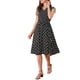 thumbnail image 5 of INSPIRE CHIC Vestido sin mangas de lunares vintage con cuello en V y cintura ajustable XL Negro, 5 of 7