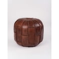 thumbnail image 2 of BBH Homes Handmade Brown Leather Pouf Ottoman 16x16x16 Round Shape BBBACPF0027, 2 of 8