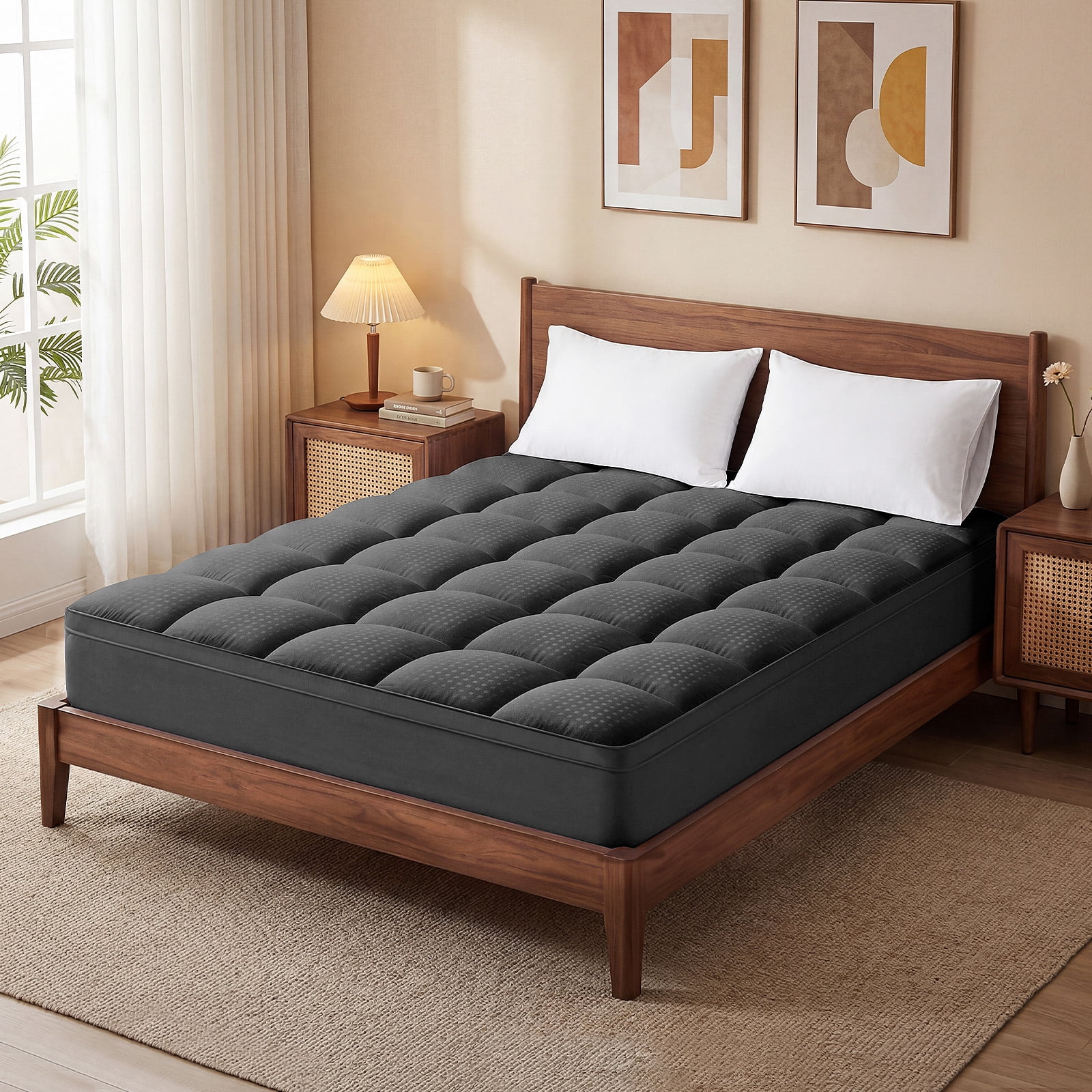 Vccoem Extra Thick Mattress Topper Twin, 2" Cooling Pillow Top & Deep Pocket 8-21", Plush Mattress Pad Cover for Breathable Comfort, Gray