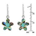thumbnail image 2 of Cute Flower w/ Green TQ & Abalone Shell Inlay Sterling Silver Dangle Earrings, 2 of 5