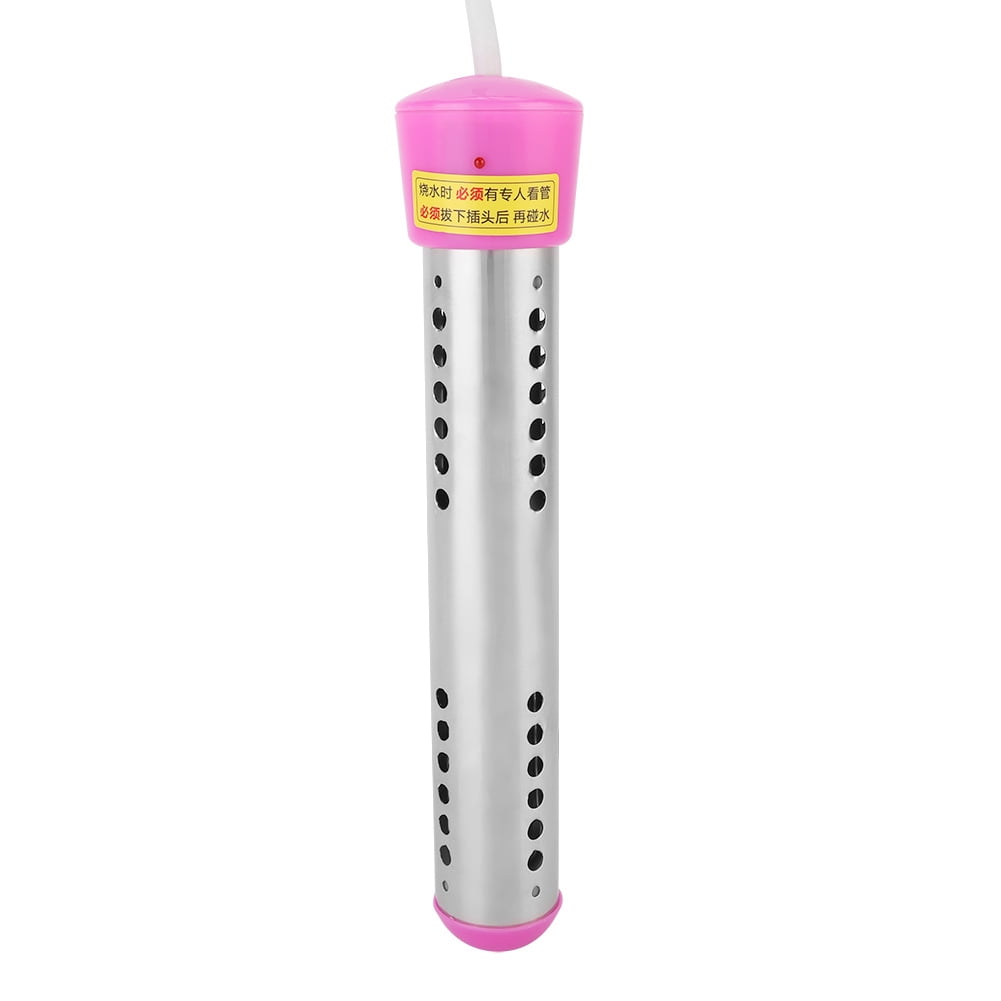 BIMZUC 1500W Electric Immersion Water Heater 220V Euro Plug Auto Shut-Off Portable Boiler Basin Heater Pink 1.5m / 59 inches Cable for Fast Heating of Buckets and Tubs
