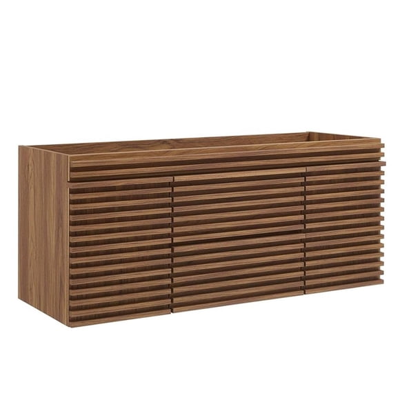 Pemberly Row 48" MDF and Particleboard Bathroom Vanity Cabinet-Walnut