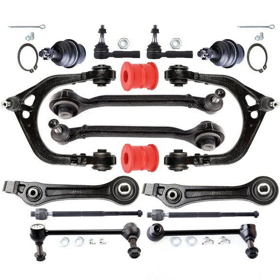 SCITOO 16pcs Front Suspension Kit Lower Upper Control Arm with Ball Joint fit 2006-2010 for Dodge Charger Challenger Magnum 2005-2010 for Chrysler 300 Tie Rod End Sway Bar Link w/Bushing