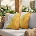 thumbnail image 3 of 16x16 Pillow Covers Set of 2, Yellow Coastal Beach Square Throw Pillow Covers for Couch/Sofa/Living Room, Farmhouse Simple Sea Waves Lines Decorative Soft Pillowcases for Couch Throw Pillows, 3 of 9