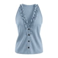 thumbnail image 5 of WCJM Women's V Neck Front Button Halter Top Sleeveless Knotted Hem Summer Casual Tank Plus Size Tank Tops for Women, 5 of 5