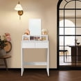 thumbnail image 2 of VASAGLE Coiffeuse avec Grand Miroir, Table de Maquillage avec 2 Tiroirs et 3 Compartiments, Moderne, Blanc, Adulte, 2 of 7