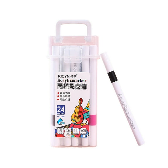 PPKVUFD Markers Paper-friendly No Peeling Water-based 24 Colors Fine Tips Coloring Markers for Adult Coloring Books No Bleeding Drawing Pens for Adults Beginner Calligraphy
