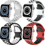 BXUXOHS 1-4Pack Nike Silicone Sport Band for Apple Watch Bnads 44mm 45mm 49mm 38mm 40mm 42mm 41mm Women Men Elastic Adjustable Breathable Wristbands Replacement for iWatch Series Ultra 8 7 SE6 5 4 3 2
