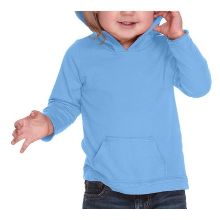 - Kavio IJP0629 Unisex Infants Jersey RawEdge High Low Long Sleeve Hoodie w.Pouch-Azure-18M