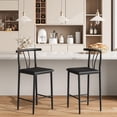 thumbnail image 1 of QinaQin Bancos altos de 25 pulgadas con respaldo, asiento tapizado en piel sintética y patas metálicas, ideales para cocina, cafetería o comedor, 1 of 6