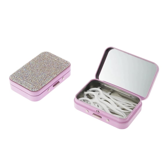 Estuche para hilo dental LIGHUFEIC, 2 unidades, rosa brillante con espejo