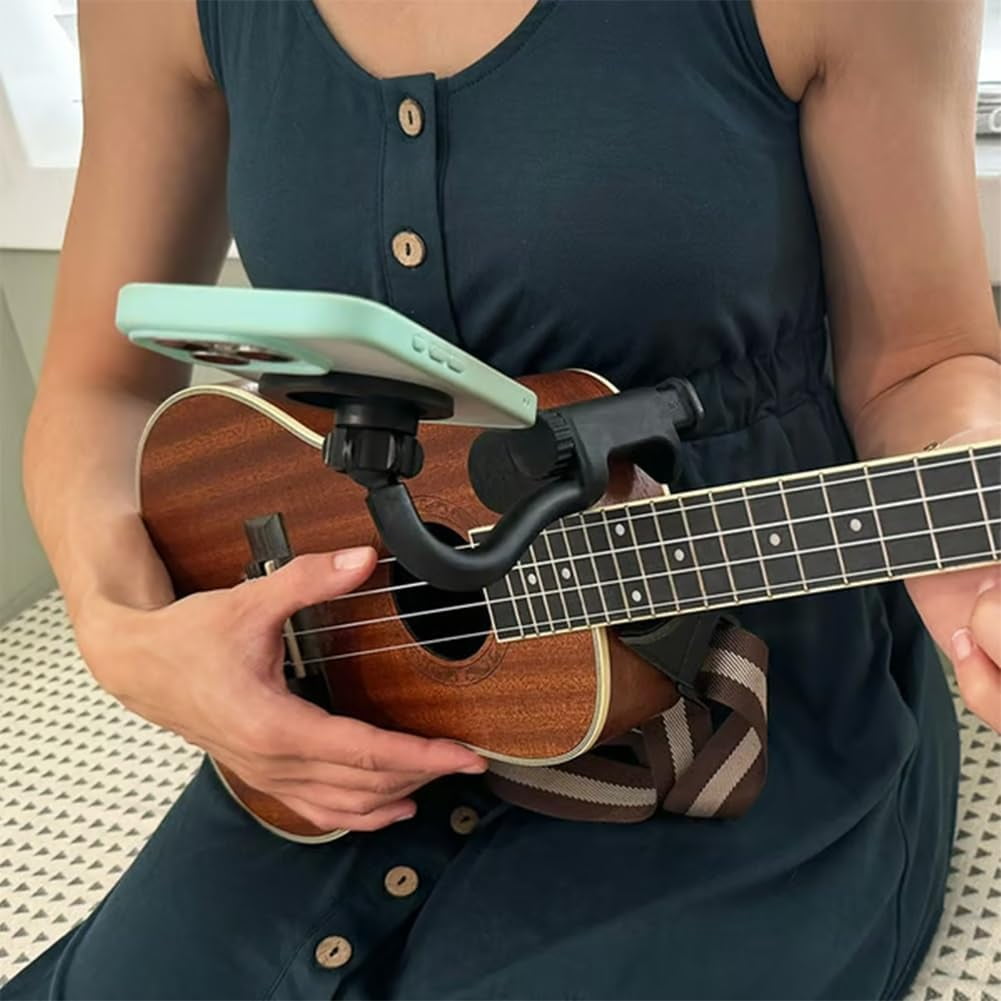 Guitar Phone Holder, 2025 Upgraded Portable Guitar or Ukulele Magnetic Phone Holder, 360°Adjustable Guitars or Ukulele Phone Mount