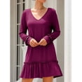 thumbnail image 2 of Vestido suelto ANGGREK con volantes Manga larga Cuello en V, 2 of 6