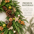 thumbnail image 4 of 24 Inch Artificial Norfolk Pine Christmas Wreath with Pinecones, Green Berries and Woven Star Ornaments, Natural Woodland Holiday Door Decor, 4 of 8
