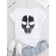 thumbnail image 2 of Camiseta informal con estampado de calavera para mujer: camiseta de algodón de punto, cuello redondo, elasticidad media, estampado geométrico, estilo informal para todas las estaciones, top deportivo, 2 of 6