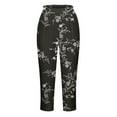 thumbnail image 5 of up to 60% off Gifts Usmixi Womens Cropped Trousers Summer Beach Fashion Floral Elastic Waist 3/4 Pants Plus Size Comfy Lightweight Pants Black s, 5 of 5