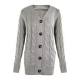 thumbnail image 3 of FOCUSNORM Women's Long Sleeve Cable Knit Sweater Open Front Cardigan Button Loose Outerwear, 3 of 7