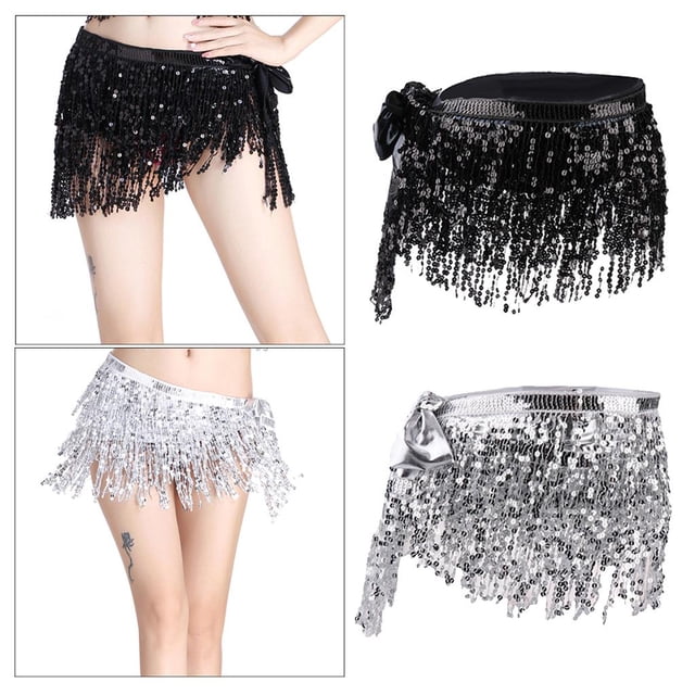 Traje de danza del vientre para mujer de 2 piezas con s con borlas y cinturón de lentejuelas - Ropa de escenario Baoblaze Cinturón de falda de danza del vientre para mujer