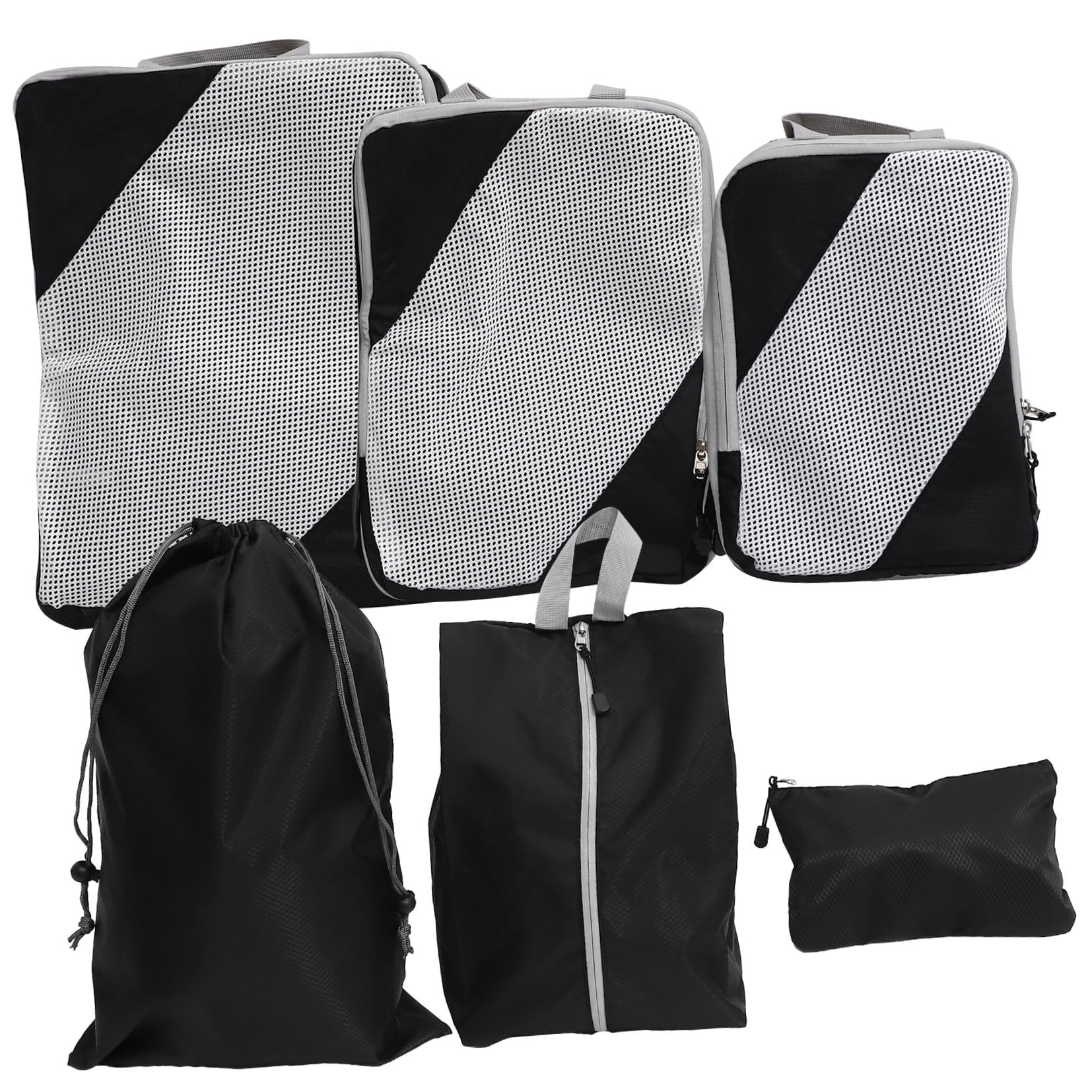 Milisten 6-Piece Travel Packing Cubes Set in Black, Polyester Luggage Organizers with Smooth Zippers for Suitcases