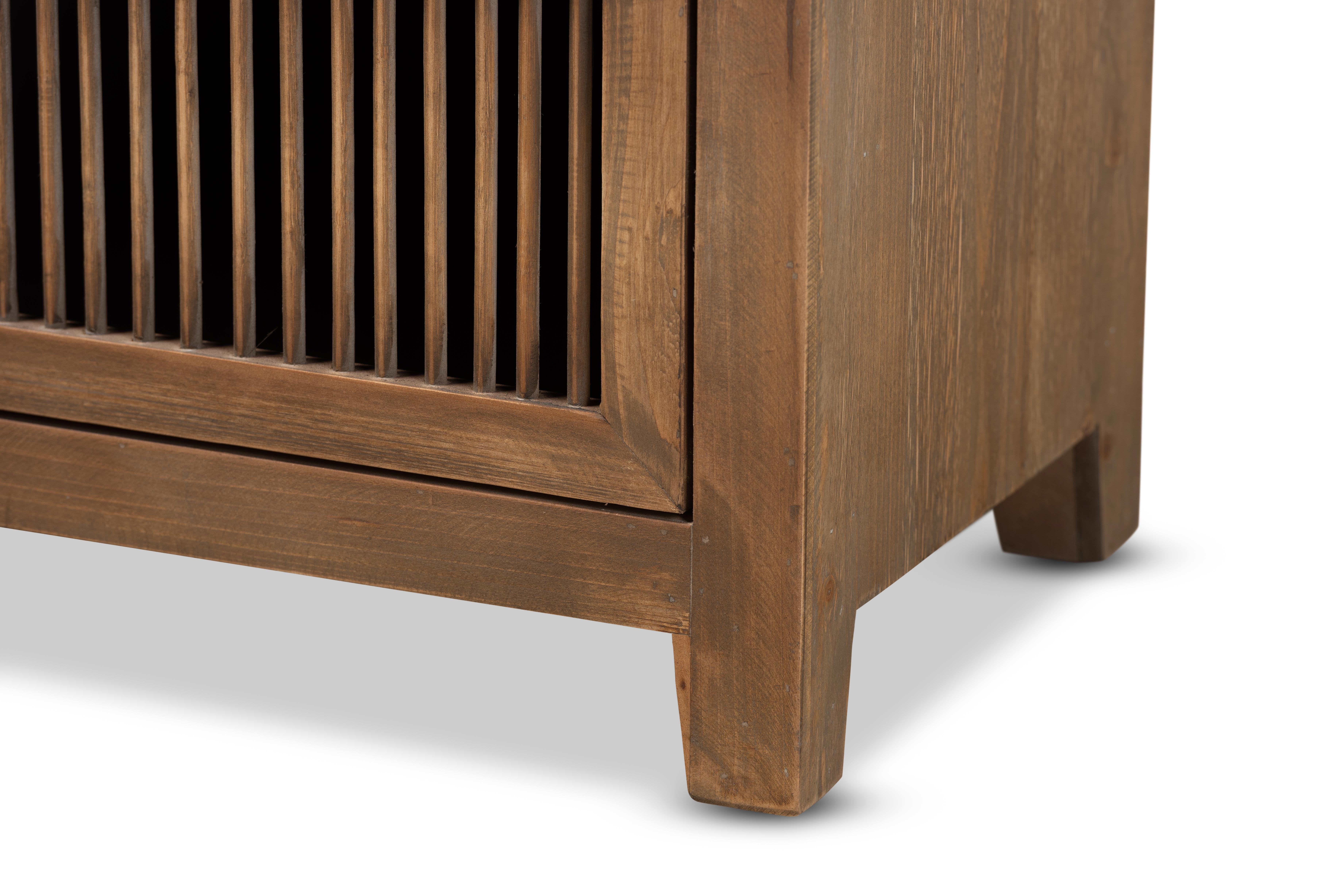 Baxton Studio Clement Rustic Transitional Medium Oak Finished 2-Drawer Wood Spindle End Table