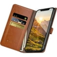 thumbnail image 4 of for iPhone 13 Pro Max 6.7" Phone case[RFID Blocking Leather],[3 Credit Card Slot] Flip Folio Book Shockproof Protector,Holder Stand Cases,Women Men for Apple 13 ProMax Wallet Cover,Light Brown, 4 of 11