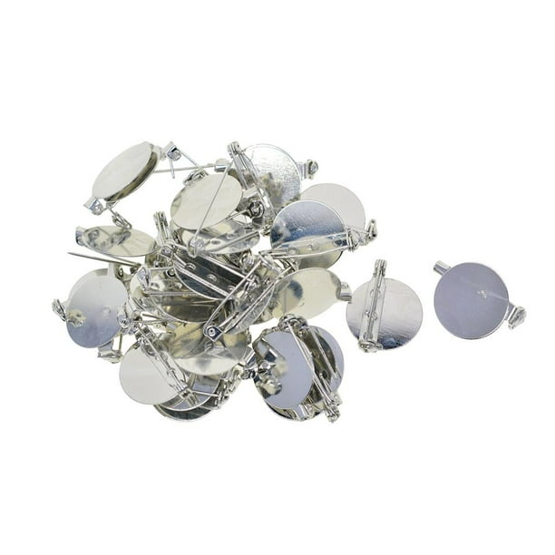 Broches redondos Sunnimix con Marco de cabujón 20 Mm 50 Piezas broches de Seguridad para Mujer plata