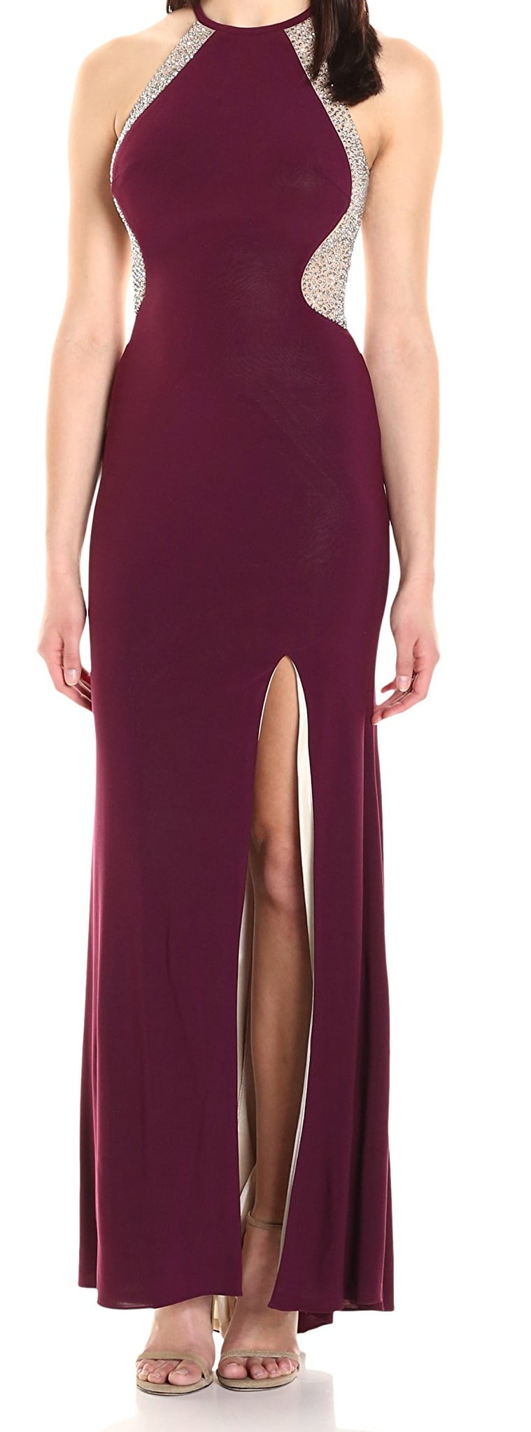 Xscape Xscape NEW Purple Womens Size 6 MeshInsert SideSlit Sheath Dress