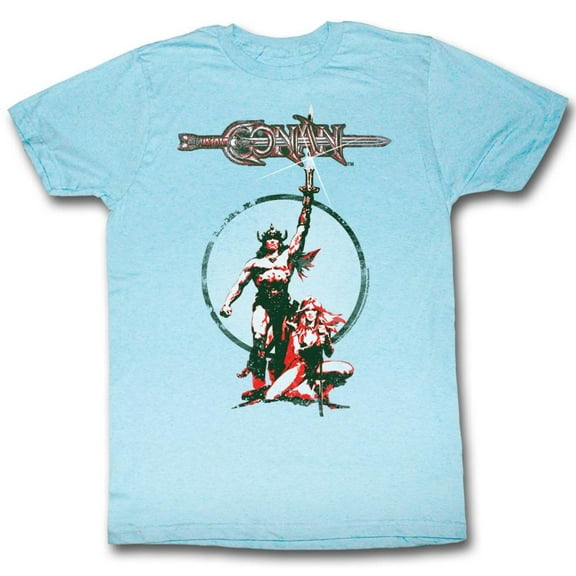 Conan The Barbarian Movie Poster Light Blue T-Shirt