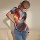 thumbnail image 3 of Balery Fire Sky Dragon Body de cuello redondo de manga corta para mujer Tops de manga corta Tops básicos-X-Large, 3 of 7