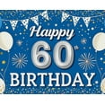thumbnail image 3 of Blue Themed 60th Birthday Backdrop Banner with Balloons Confetti and Fireworks Party Decoration Photography Prop for Birthday Party Celebrations Event Decor Happy Birthday Party Supplies Background, 3 of 7
