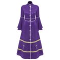 thumbnail image 3 of iiniim Robe de Clergé pour Femmes Robe Maxi de Clergé Robe de Chœur de Ministre Manches Évasées Robe Longue à Boutons Violette G, 3 of 7