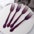 thumbnail image 4 of Stainless Steel Kitchen Dinner Forks 12-Piece Dinner Fork Set 7.3-inch Stainless Steel Forks Classic Flatware Silverware Sets Cutlery Utensils Dinnerware with Flower Edge -Purple, 4 of 6