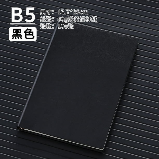 Xiao Hua Cuaderno de cuero B5 de tapa dura con compartimento para bolígrafo, ideal para mujeres, hombres, escuela, oficina, trabajo, diario y viajes, 100 hojas, 200 páginas (negro)