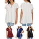 thumbnail image 3 of Camiseta mujer, Camiseta de manga corta para mujer con cordones y cuello en V, camisas informales ac Abody Negro/Extragrande, 3 of 7