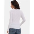 thumbnail image 2 of Womens Pullover Long Sleeve Crewneck Shirts Ribbed Knit Slim Fitted Casual Jumper Tops, 2 of 6