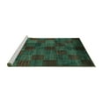 thumbnail image 2 of Ahgly Company Machine Washable Indoor Rectangle Checkered Turquoise Blue Modern Area Rugs, 7' x 10', 2 of 4