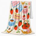 thumbnail image 2 of Strawberry Shortcake Jam Illustrations, Playful Food Art Scene, Warm Flannel Blanket for Kitchen and Dining Room with Detailed Artwork, Food Lovers Birthday Gift, Playful Home Decor, 2 of 9