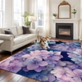 thumbnail image 2 of Vintage Hydrangea Area Rugs 8'x10', Washable Small Throw Rugs for Living Room Patio, Spring Purple Flowers Garden Plants Indoor Outdoor Rug Non-Slip Low Pile Carpet Runner Reversible Floor Mats, 2 of 8